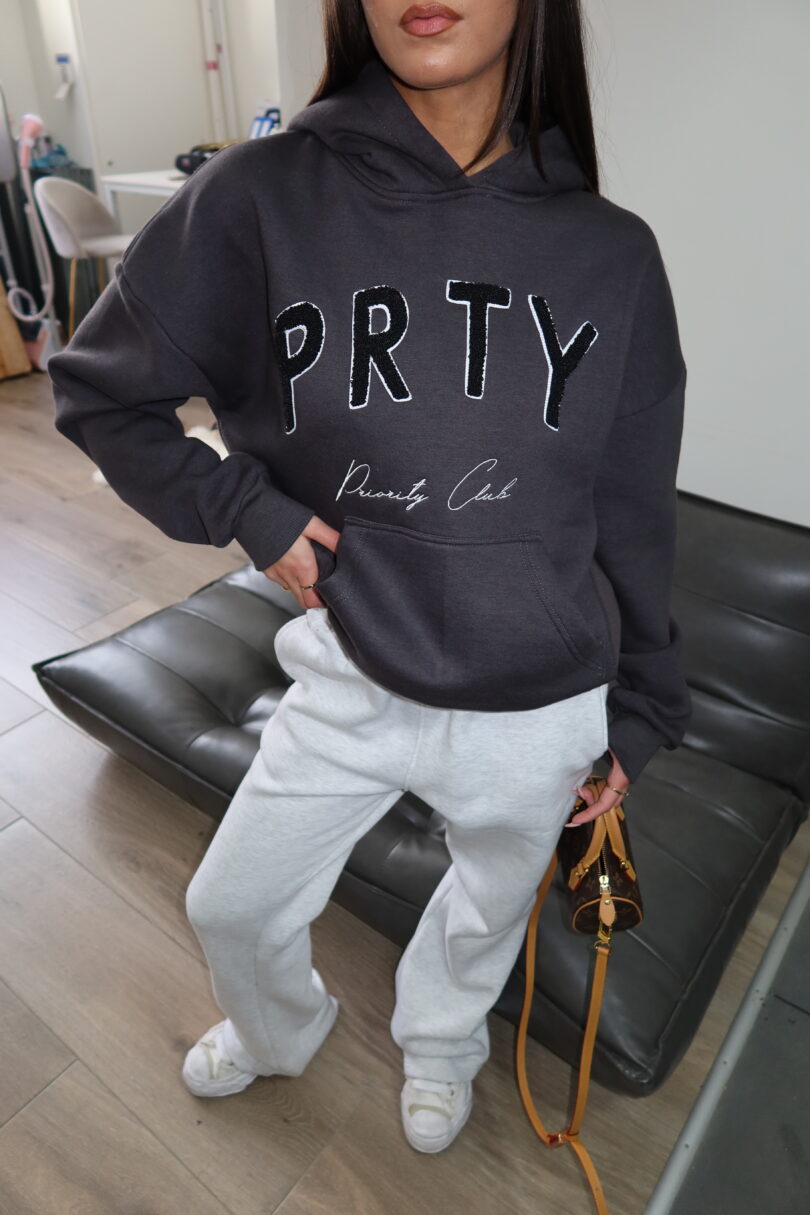 PRIORITY TEDDY PATCH HOODIE - DARK GRAY - Image 16