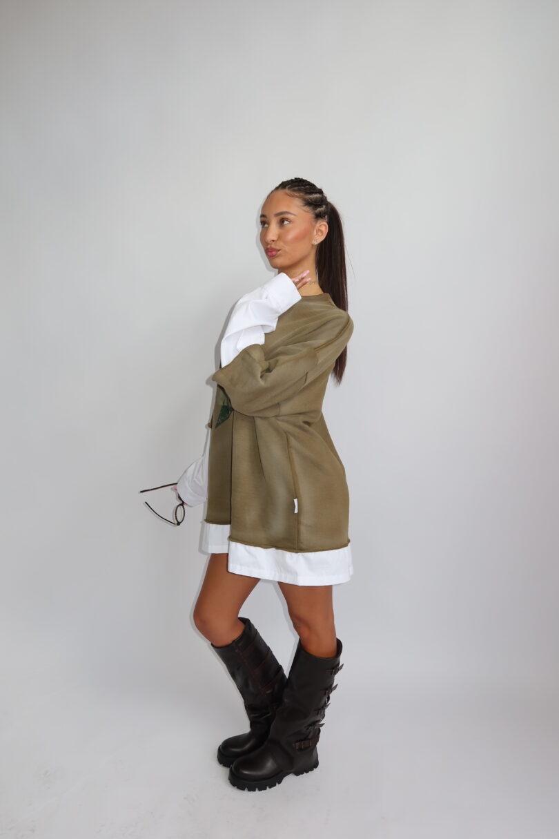 PRIORITY - TOKYO COLLECTION AW25 - EXTRA OVERSIZED BLOUSE LONGSLEEVE - WASHED KHAKI - Image 5