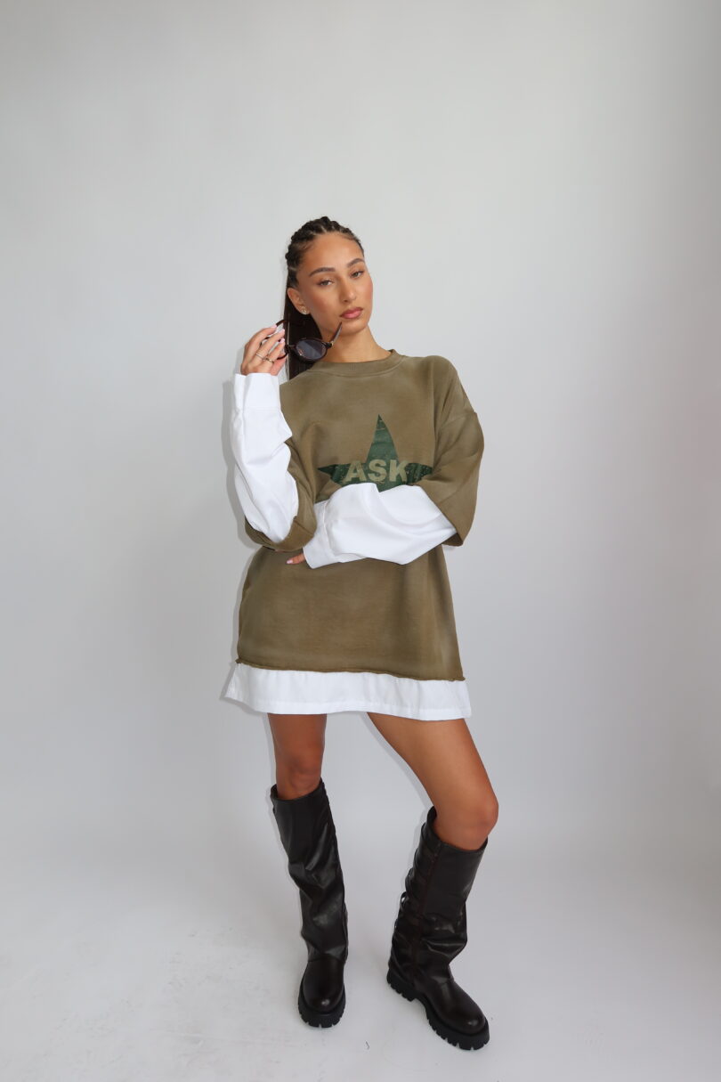 PRIORITY - TOKYO COLLECTION AW25 - EXTRA OVERSIZED BLOUSE LONGSLEEVE - WASHED KHAKI - Image 6