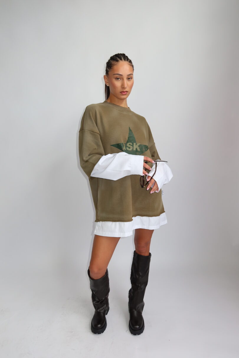 PRIORITY - TOKYO COLLECTION AW25 - EXTRA OVERSIZED BLOUSE LONGSLEEVE - WASHED KHAKI - Image 11
