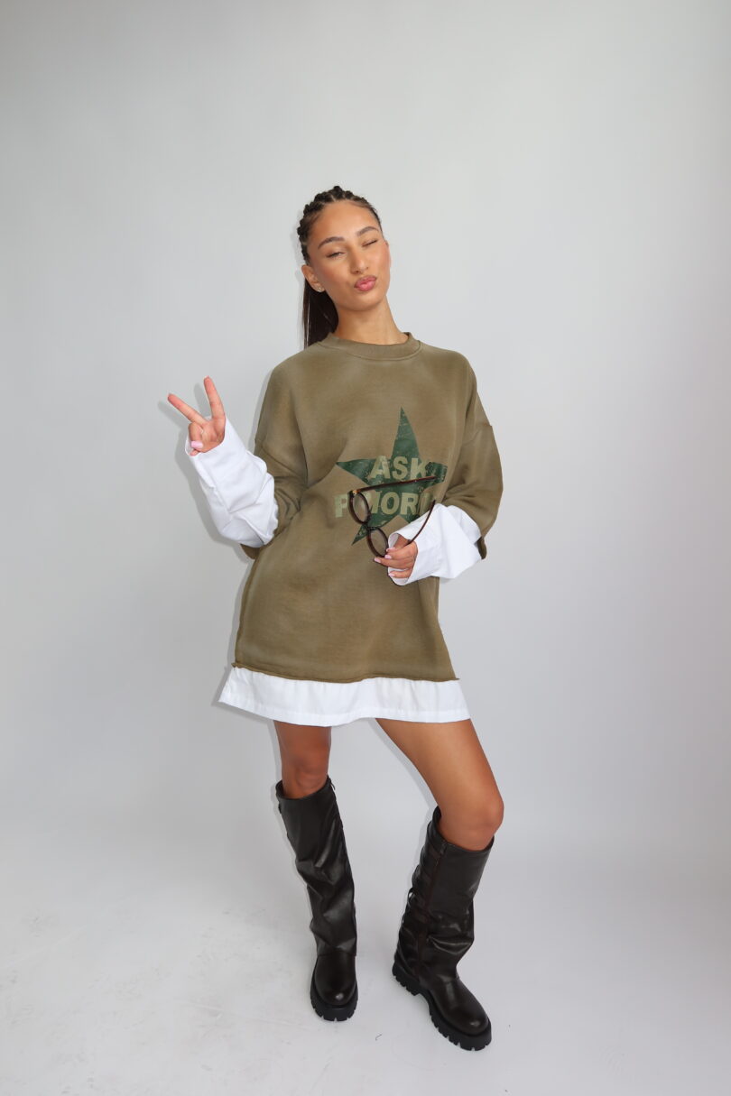 PRIORITY - TOKYO COLLECTION AW25 - EXTRA OVERSIZED BLOUSE LONGSLEEVE - WASHED KHAKI - Image 7
