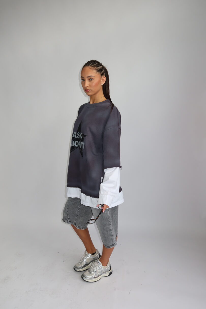 PRIORITY - TOKYO COLLECTION AW25 - EXTRA OVERSIZED BLOUSE LONGSLEEVE - WASHED GRAY - Image 8